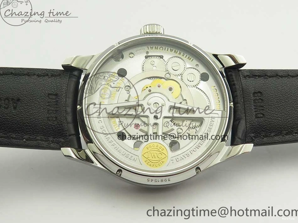 MIROTIME 0510 Efficient Portuguese Tourbillon IW5463 SS ZF Best Edition White Dial on Black Leather Strap 7170